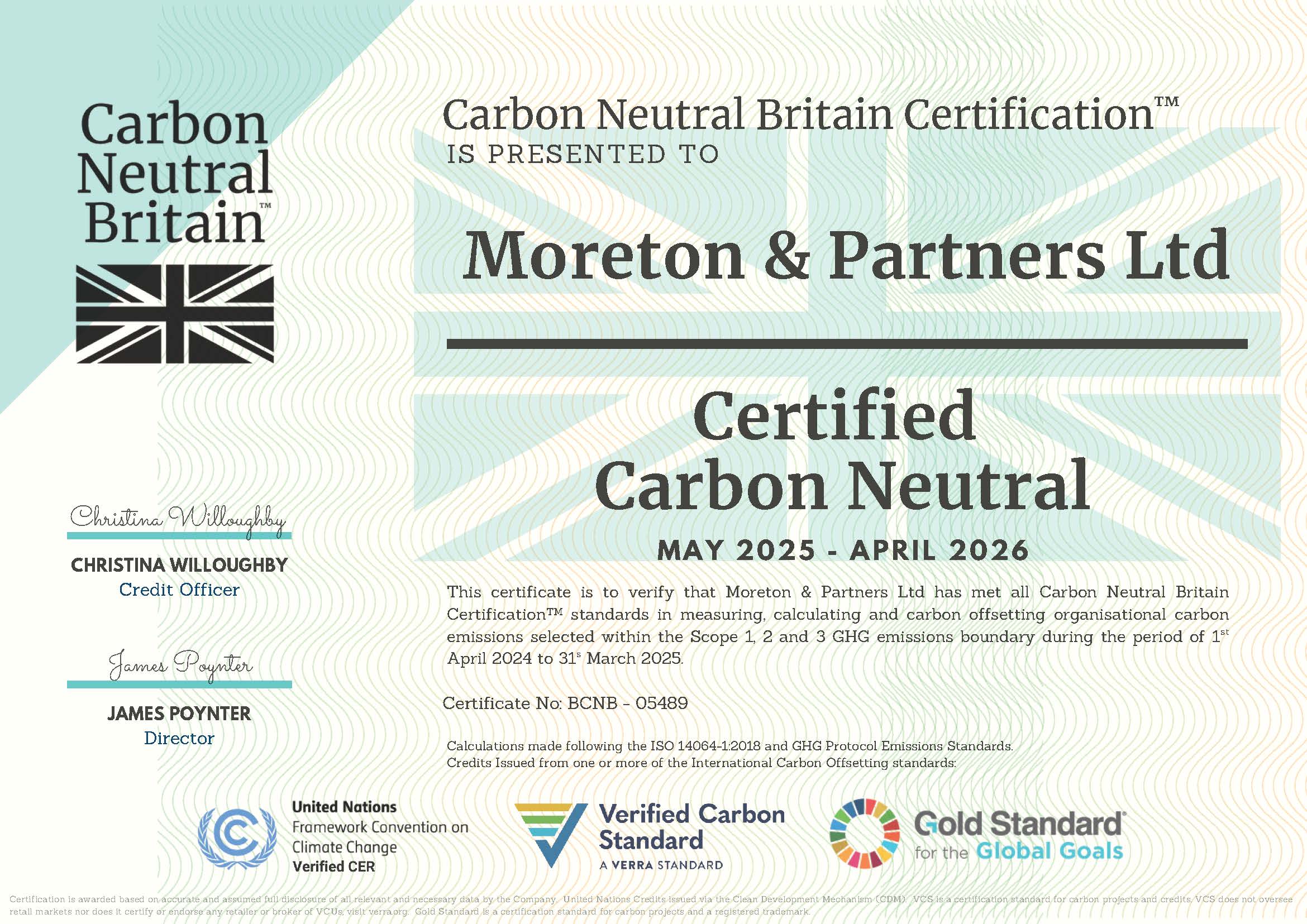 Carbon Neutral Certification - Moreton & Partners Ltd