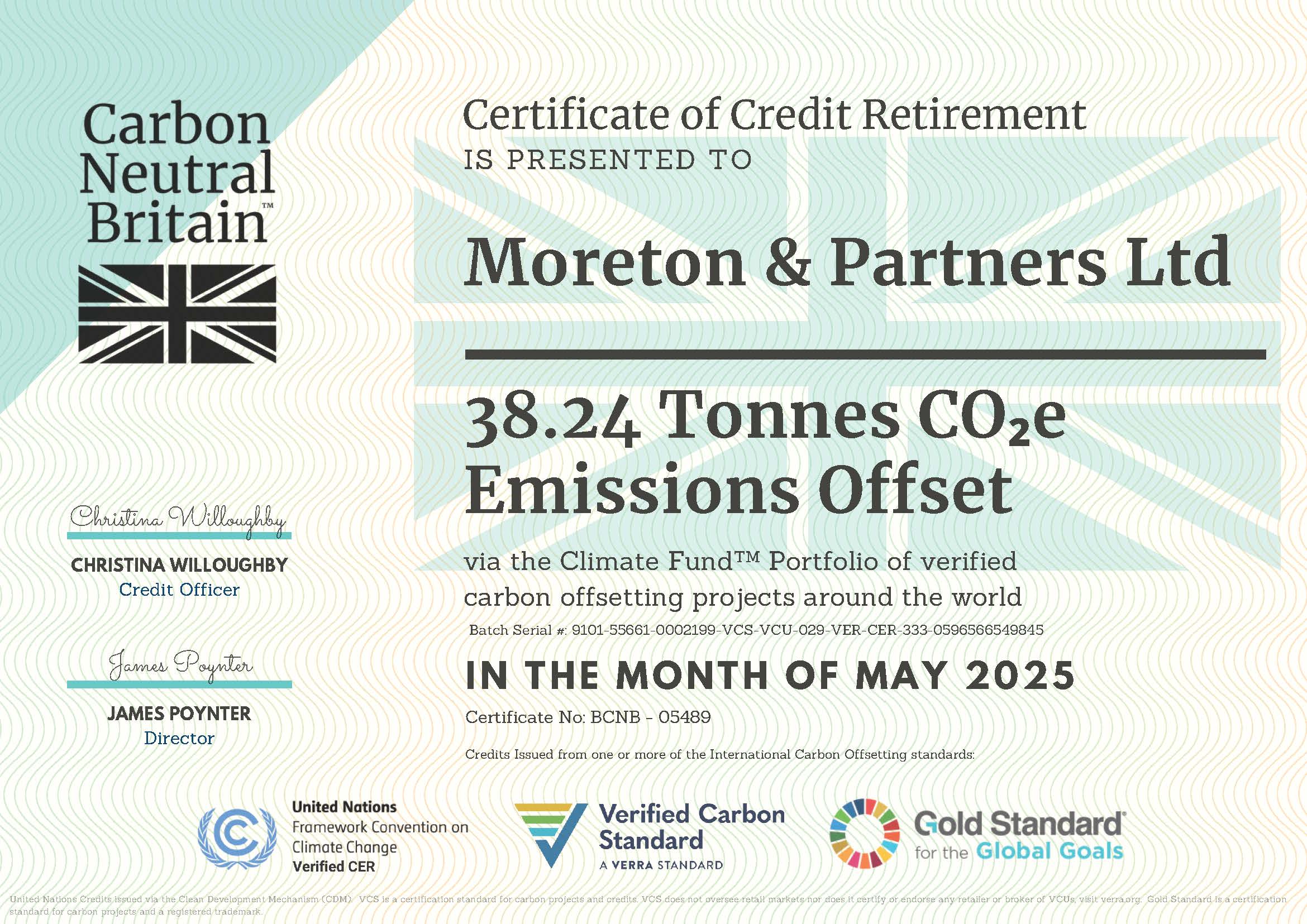 Carbon Offset Certification - Moreton & Partners Ltd